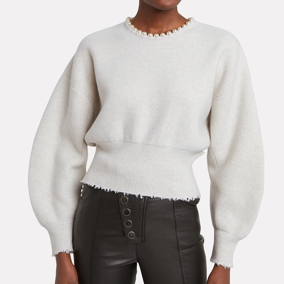 Like new 🤍 Alexander Wang pearl necklace pullover in wool L $695 - Picture 2 of 13